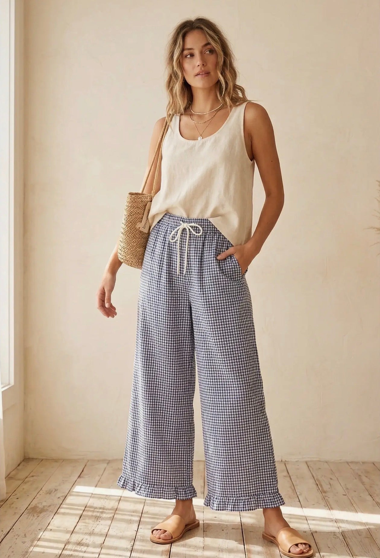 Sewn & Seen Navy Gingham Pants