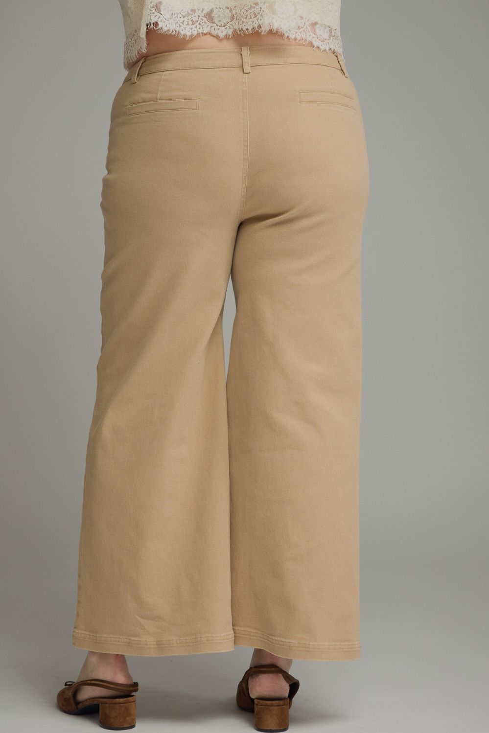 Entro Wide Leg Plus Size Pants with Horsebit Detail