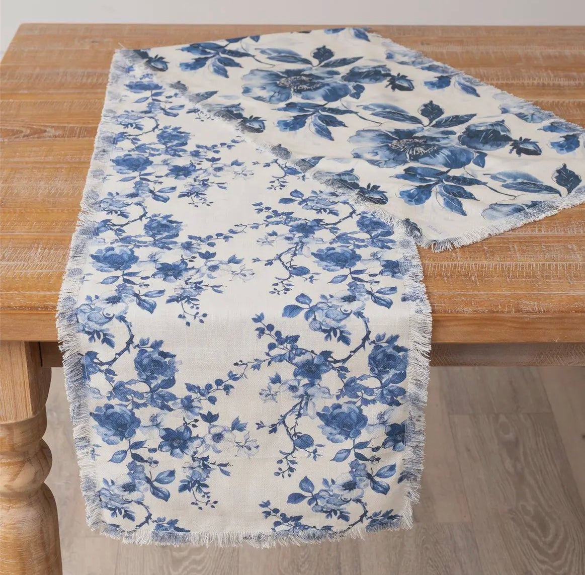 Blue and White Floral Table Runner