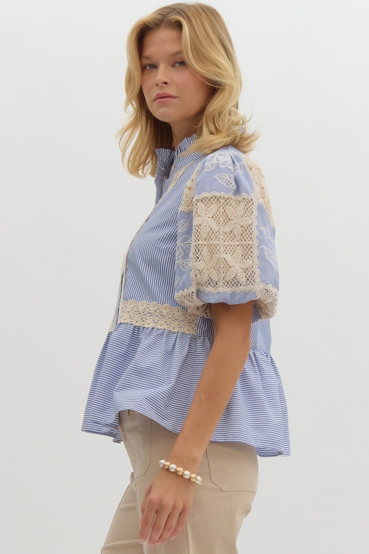 Heather Blue Striped Top