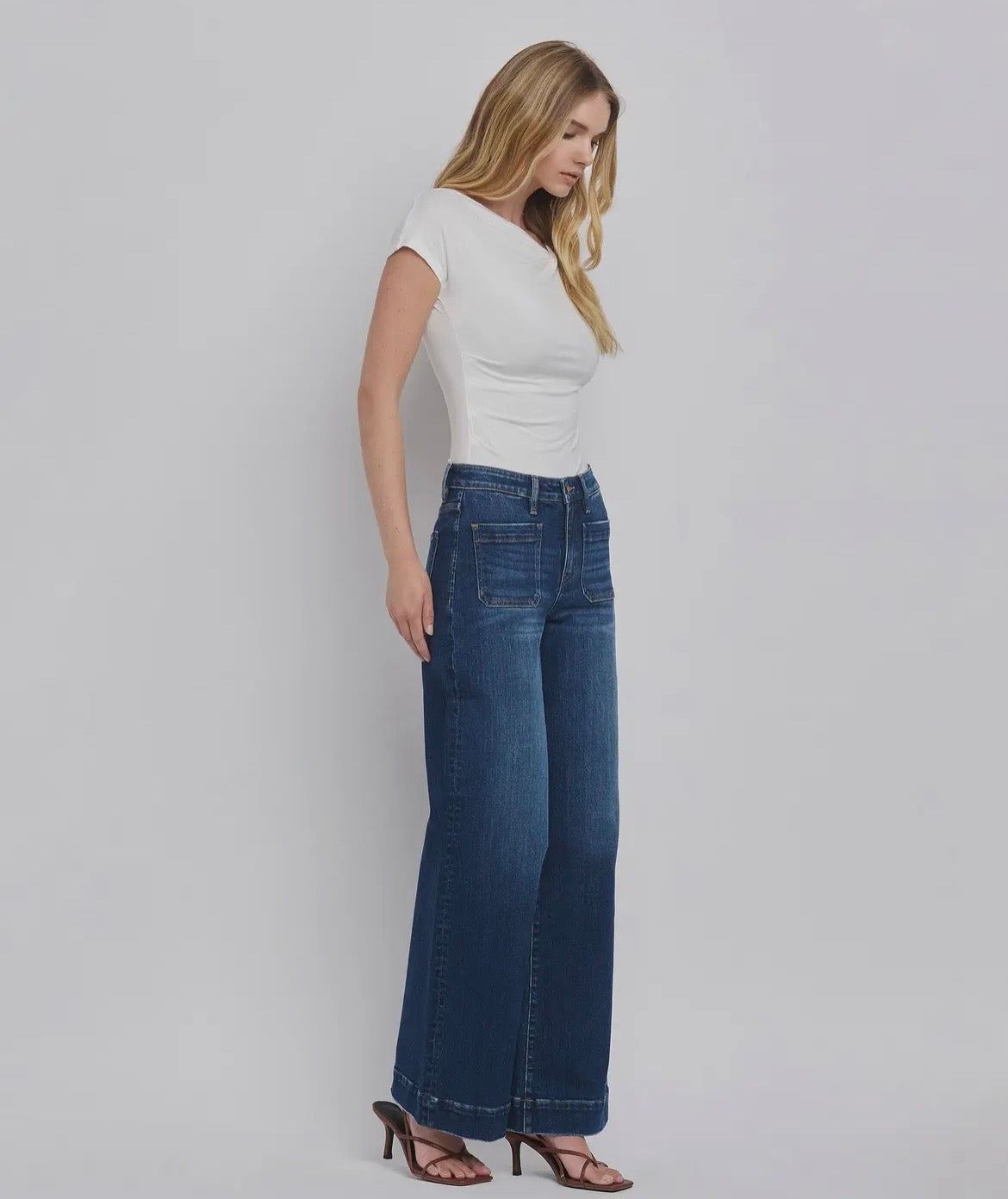 Flying Monkey High Rise Patch Pocket Trouser Jeans - 32” Inseam