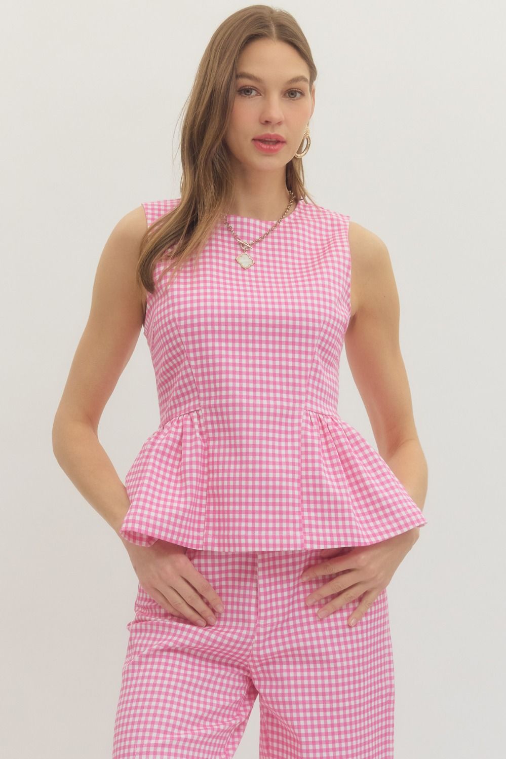 The Shayla Pink Gingham Top