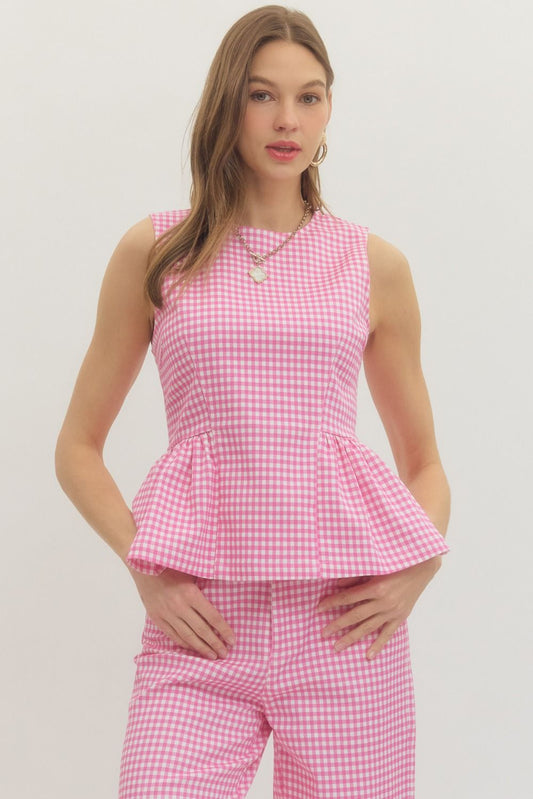 The Shayla Pink Gingham Top