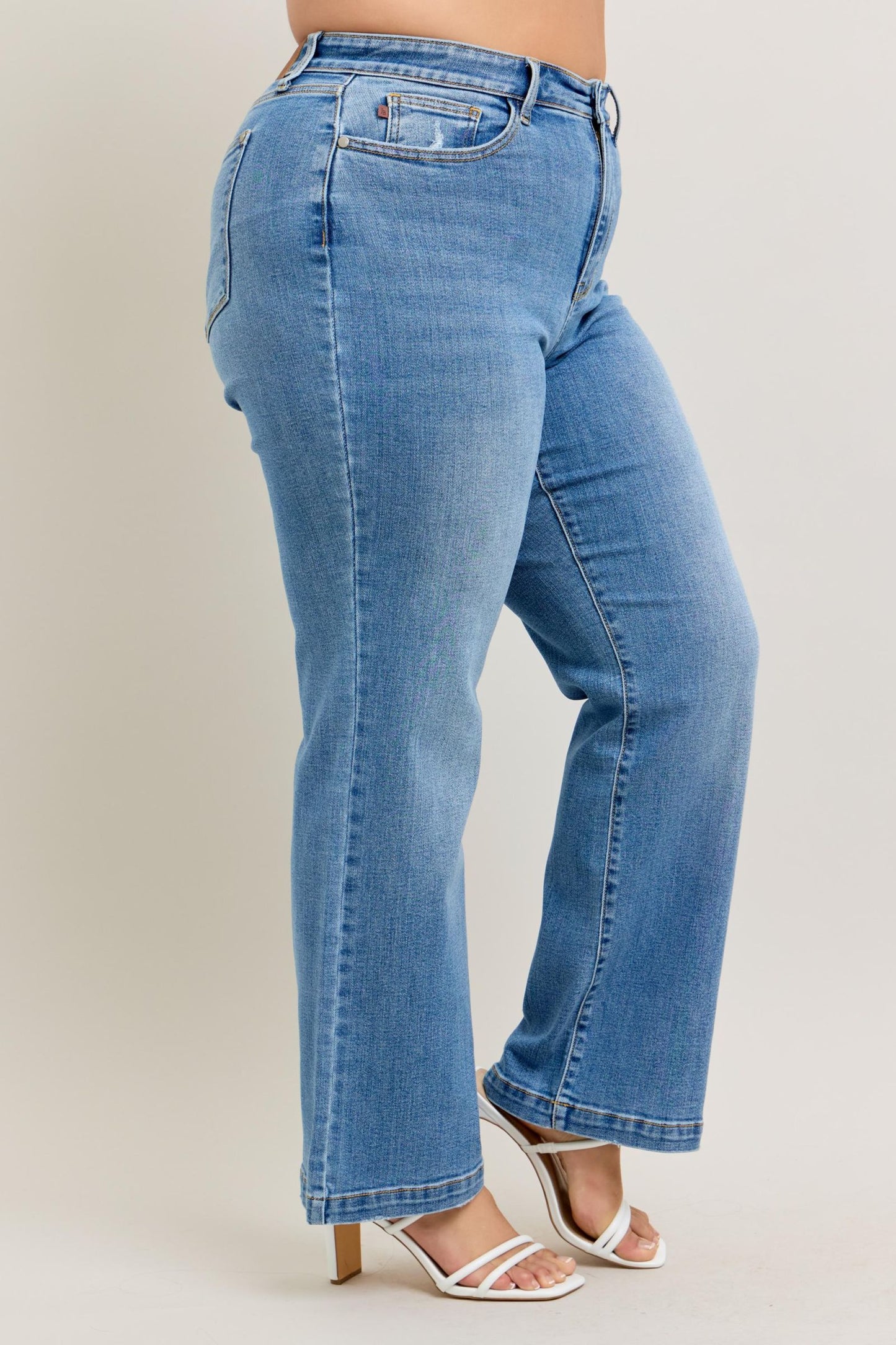 Judy Blue High Waist Trouser Style Straight Fit Plus Size Jeans