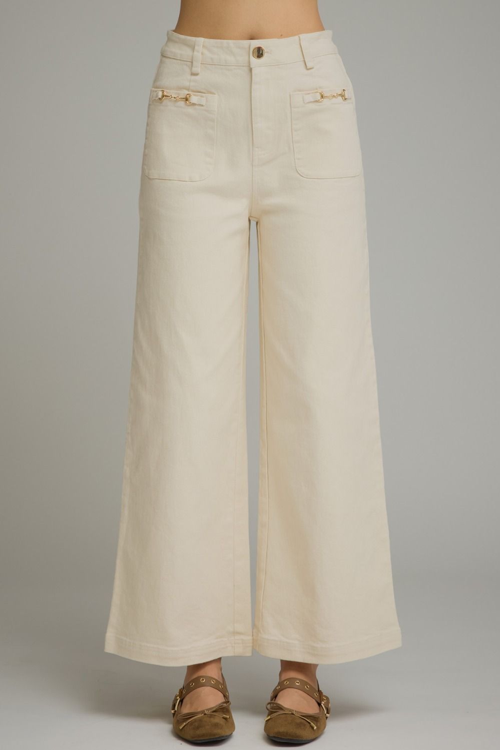 Entro Wide Leg Pants With Horsebit Detail