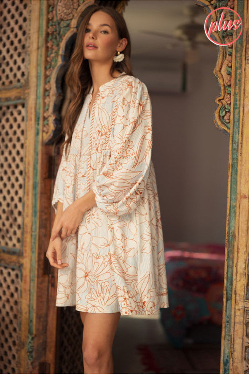Apollo Toffee Print Plus Size Dress