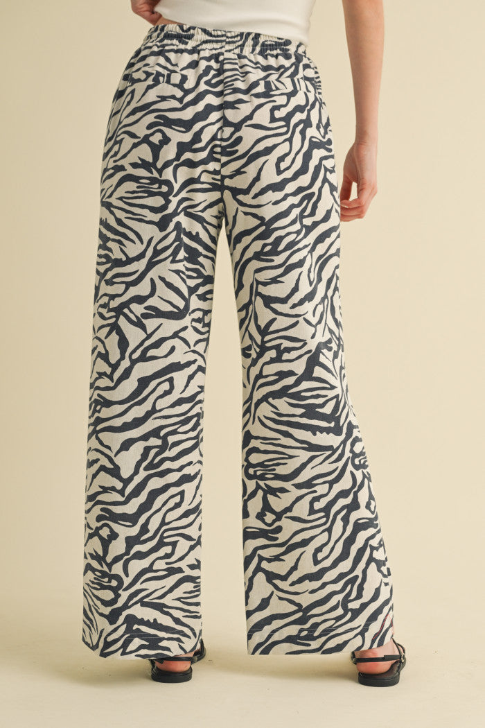 &Merci Navy Zebra Print Pants
