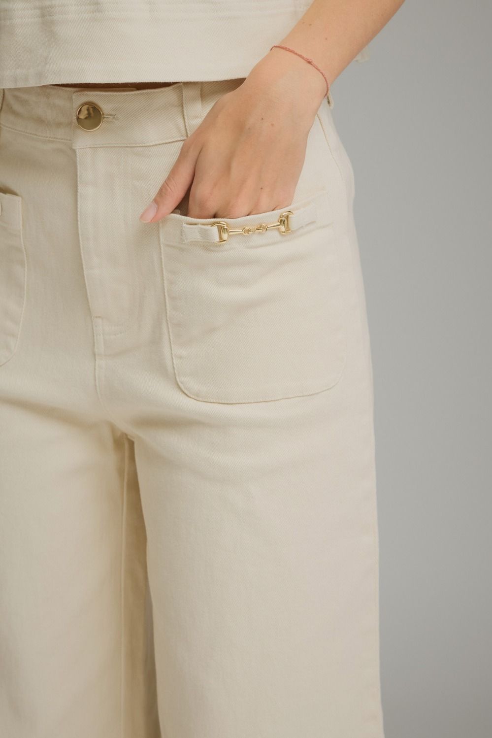 Entro Wide Leg Pants With Horsebit Detail