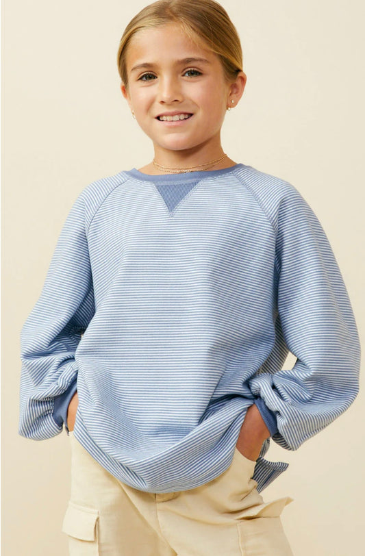 Hayden Girls Blue Striped Sweatshirt