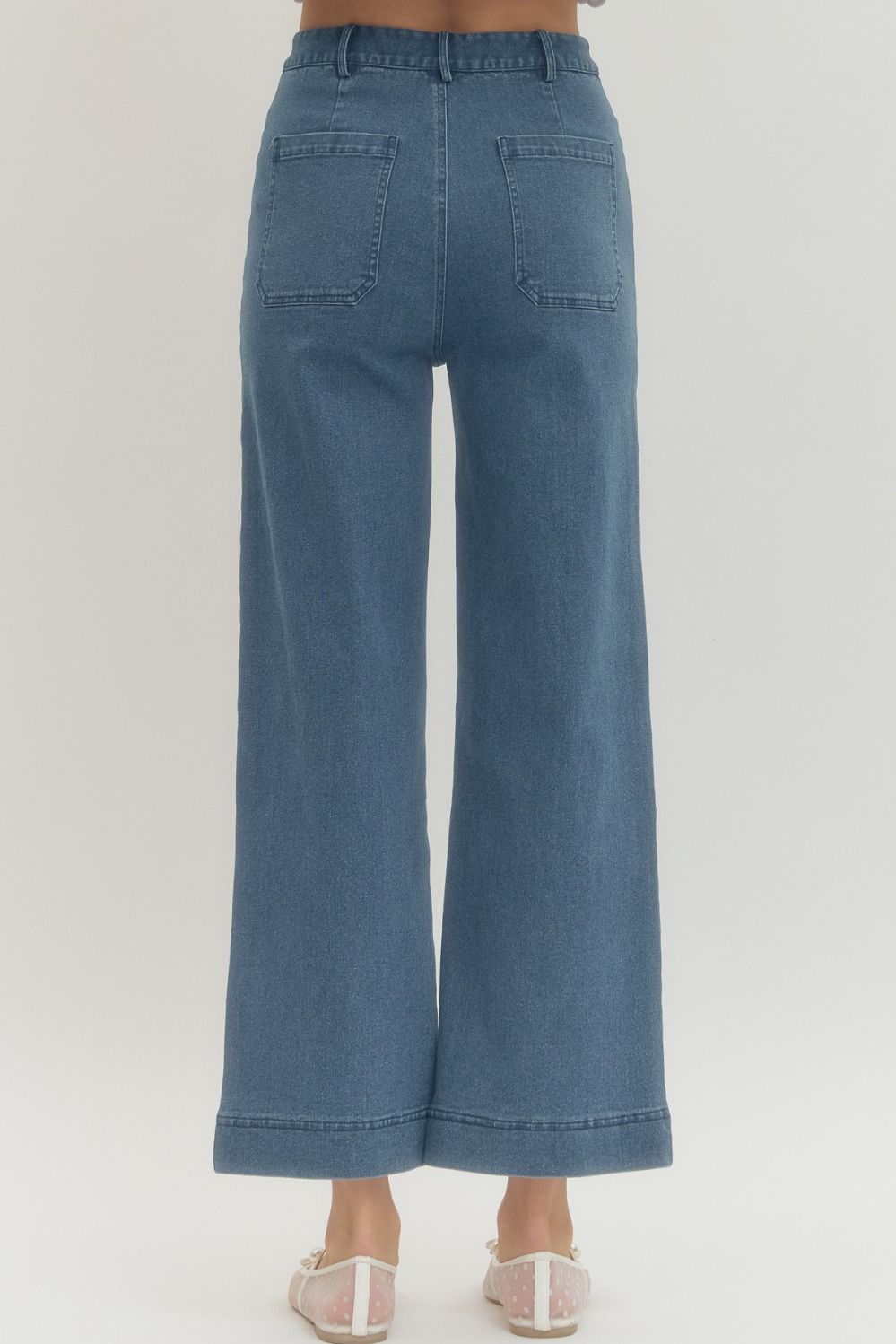 Entro Dark Denim Patch Pocket Cropped Pants