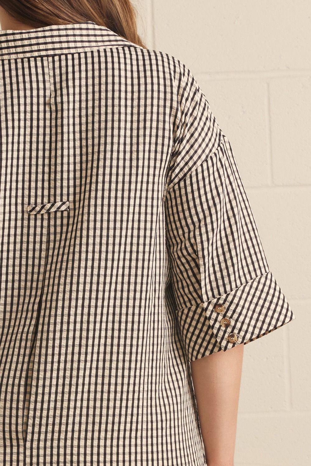 The Gavin Black Gingham Checked Plus Size Top
