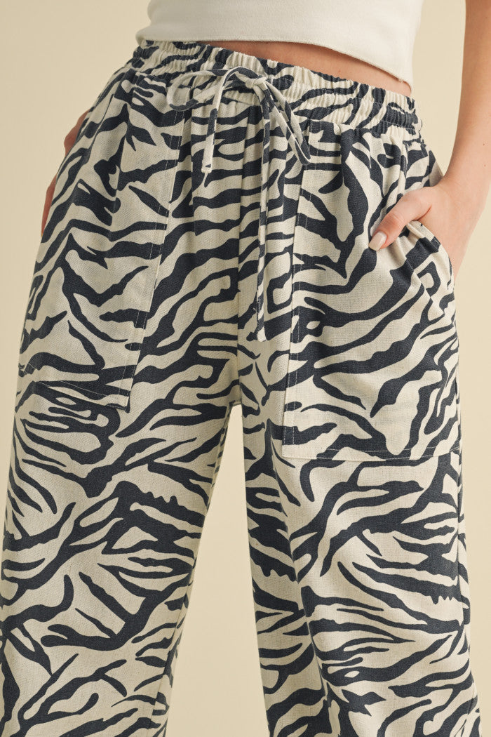 &Merci Navy Zebra Print Pants