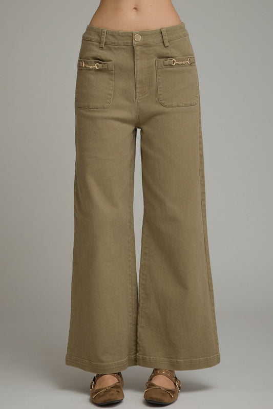 Entro Wide Leg Pants With Horsebit Detail