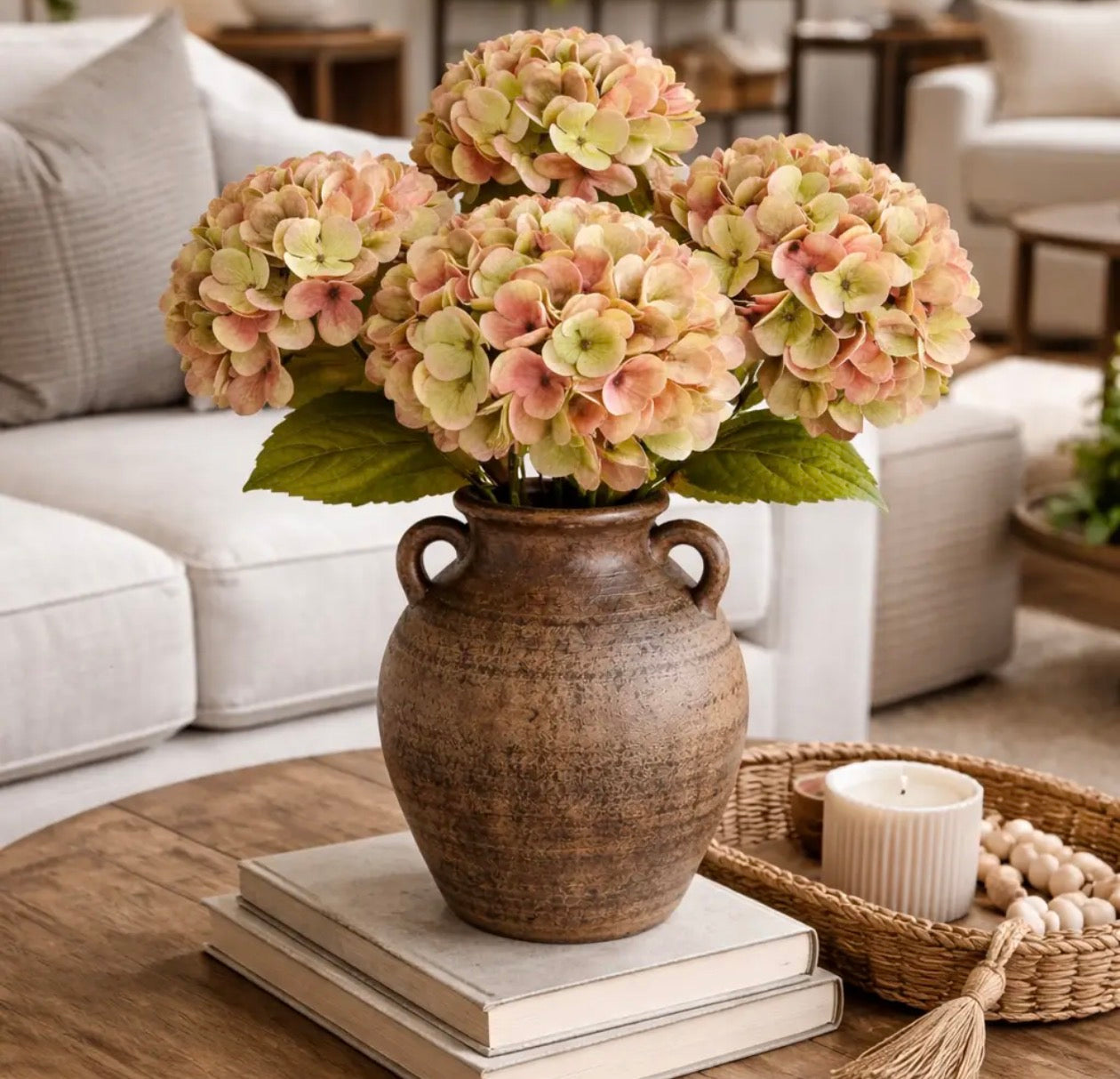 22” Real Touch Hydrangea (Large 6” Diameter Bloom)