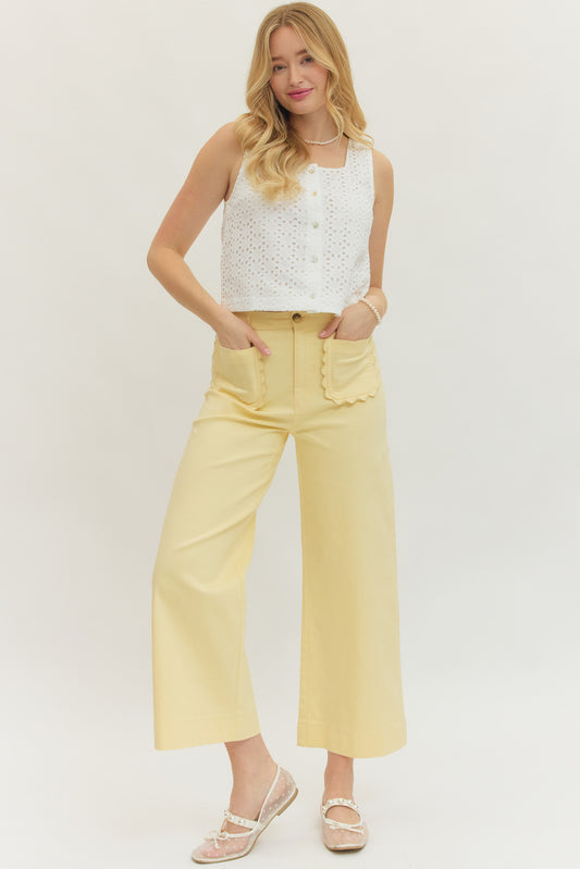 Entro Scallop Trimmed Front Pocket Pants