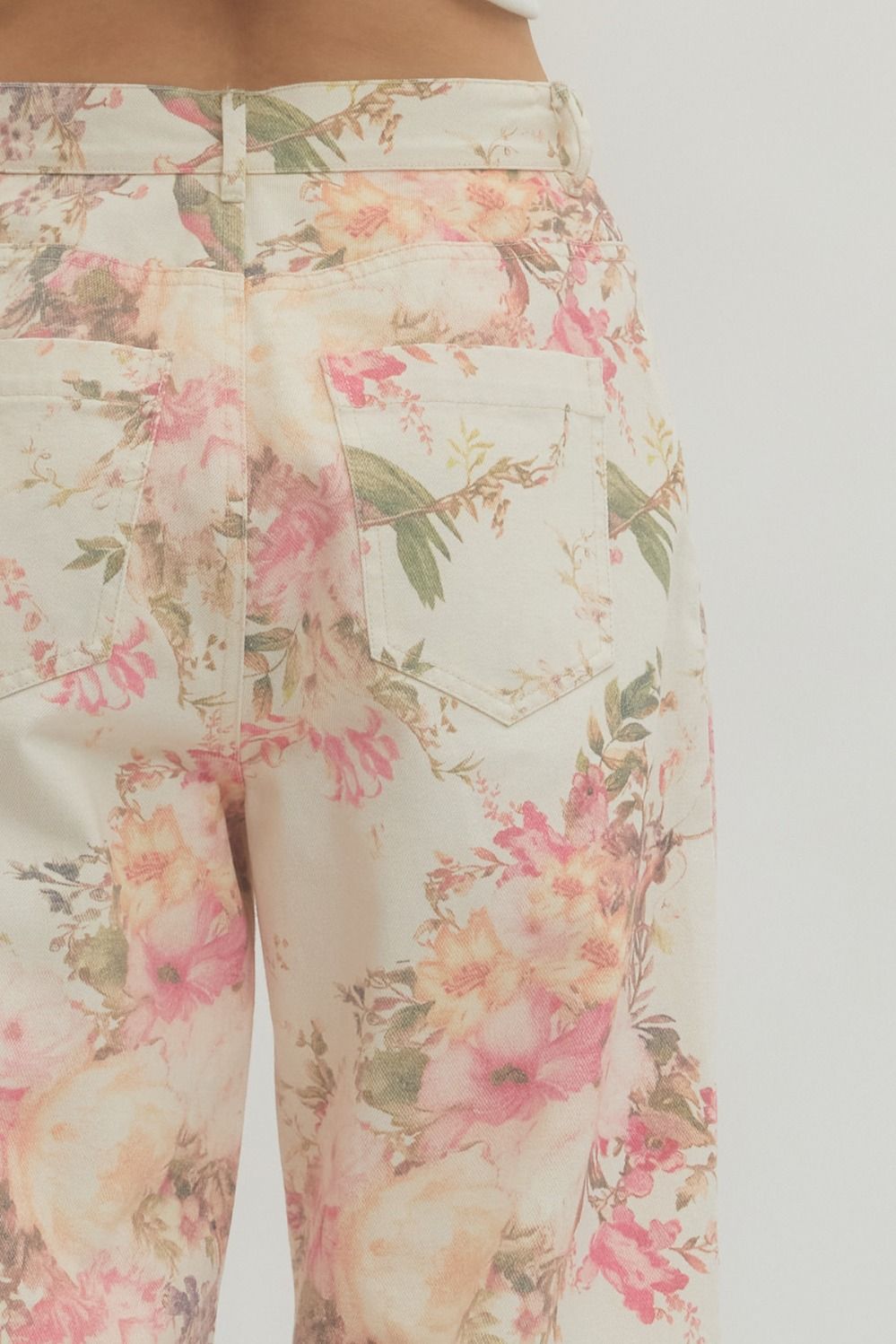 Entro Floral Print Patch Pocket Pants