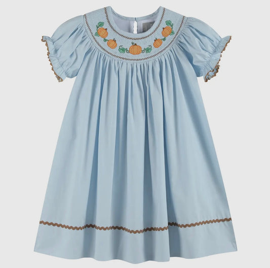 Light Blue Smocked Pumpkin Dress