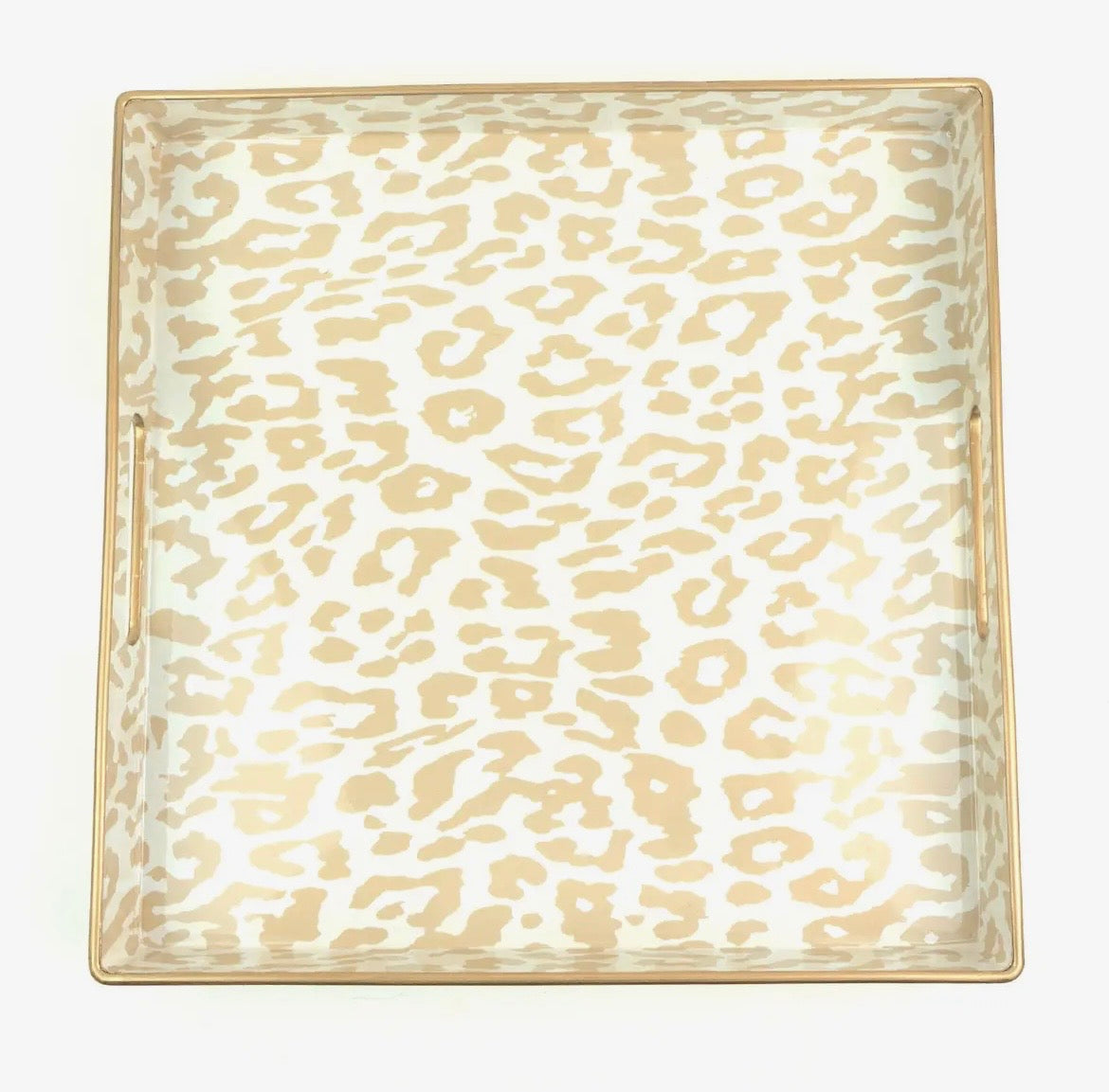 8 Oak Lane Natural Leopard Print Square Tray
