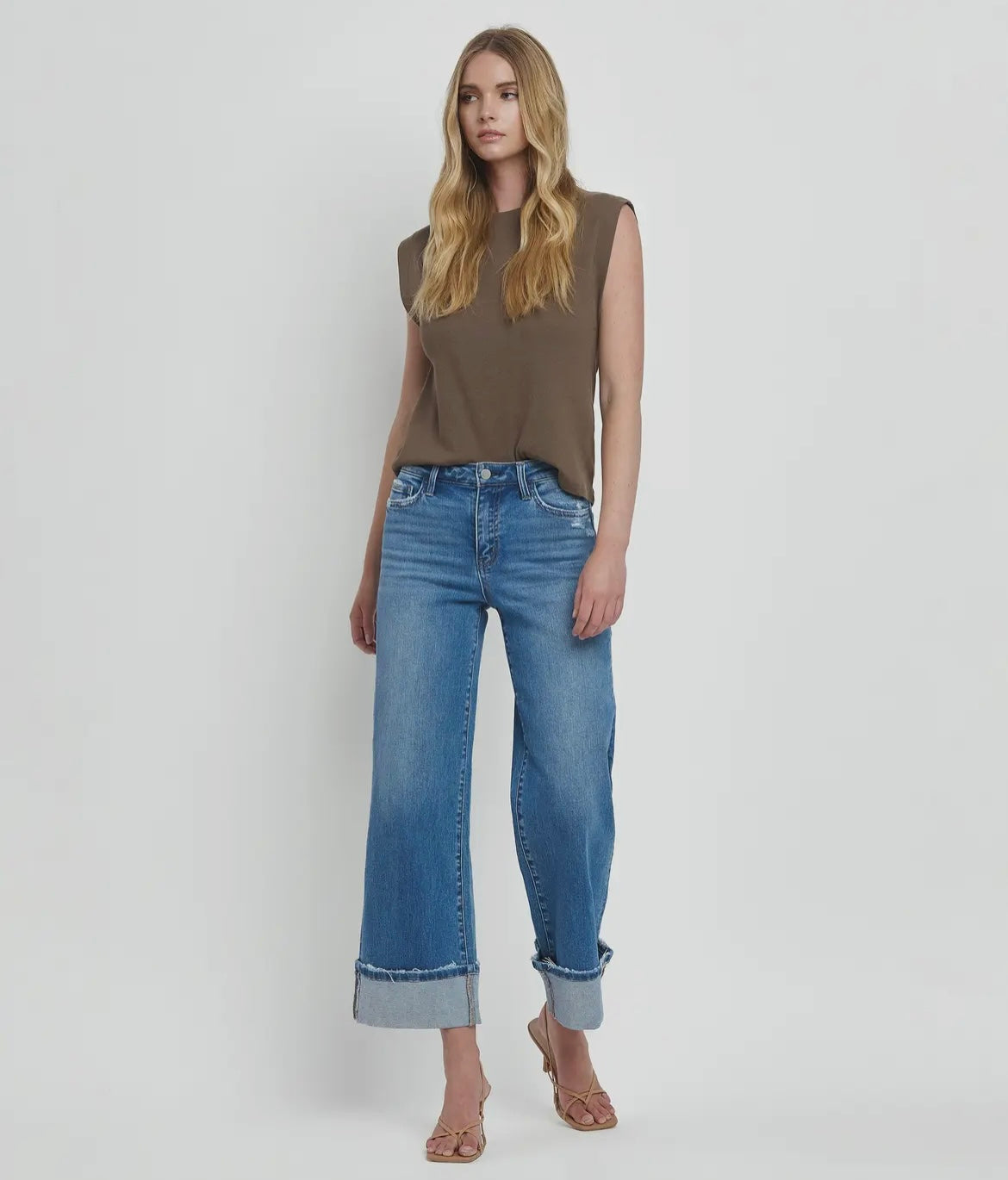 Flying Monkey High Rise Wide Cuff Jeans