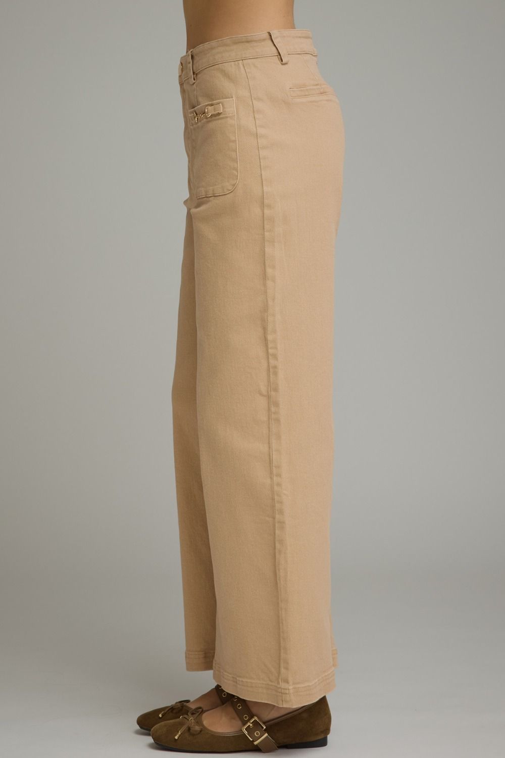 Entro Wide Leg Pants With Horsebit Detail