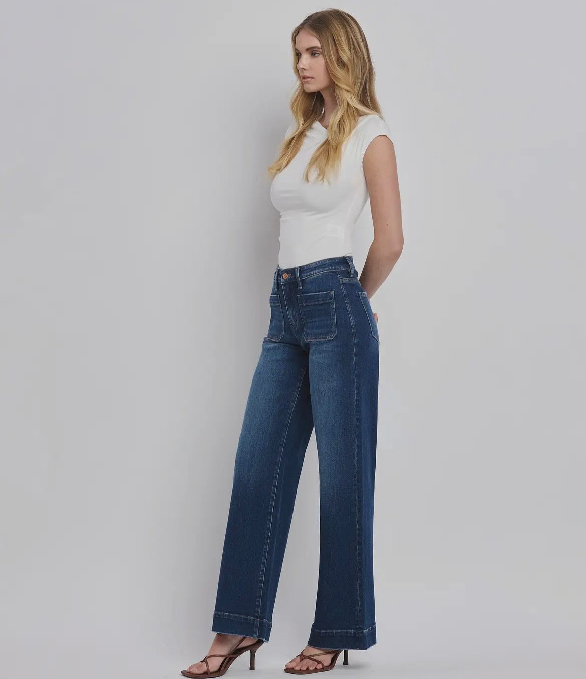 Flying Monkey High Rise Patch Pocket Trouser Jeans - 32” Inseam