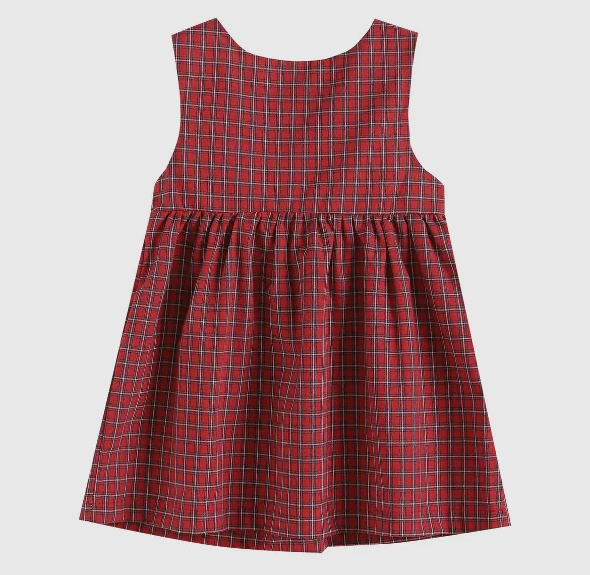 Red Plaid Santa Dress with Velvet Bow