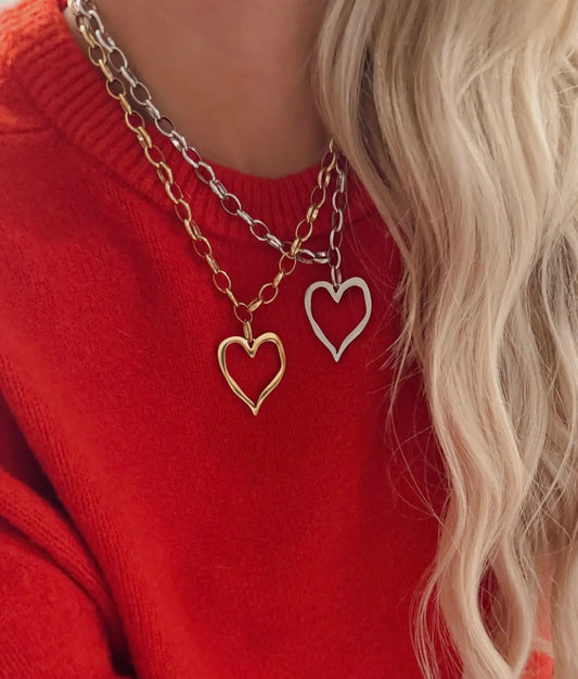 Chan Sutt Pearls Gold Open Heart Necklace