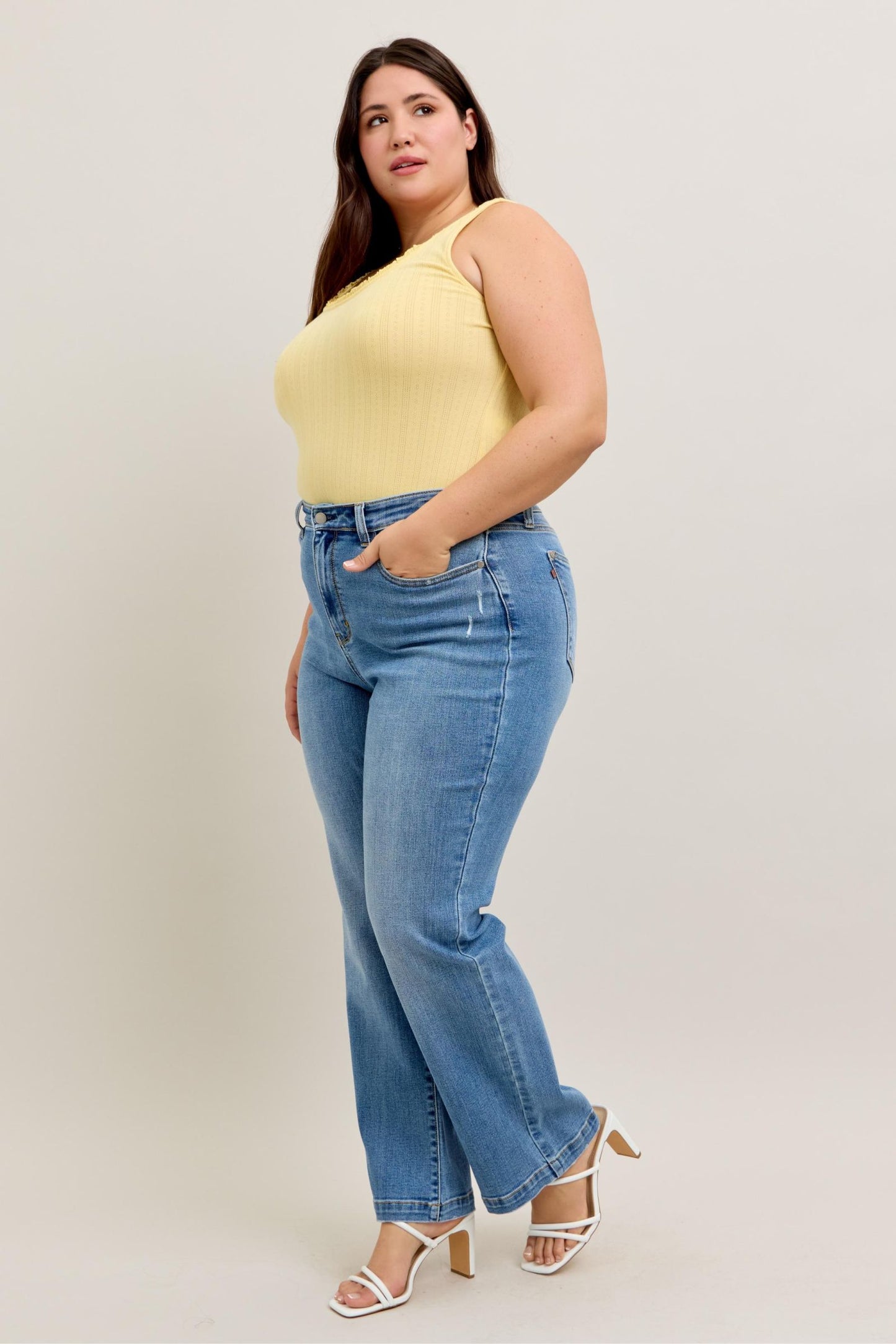Judy Blue High Waist Trouser Style Straight Fit Plus Size Jeans