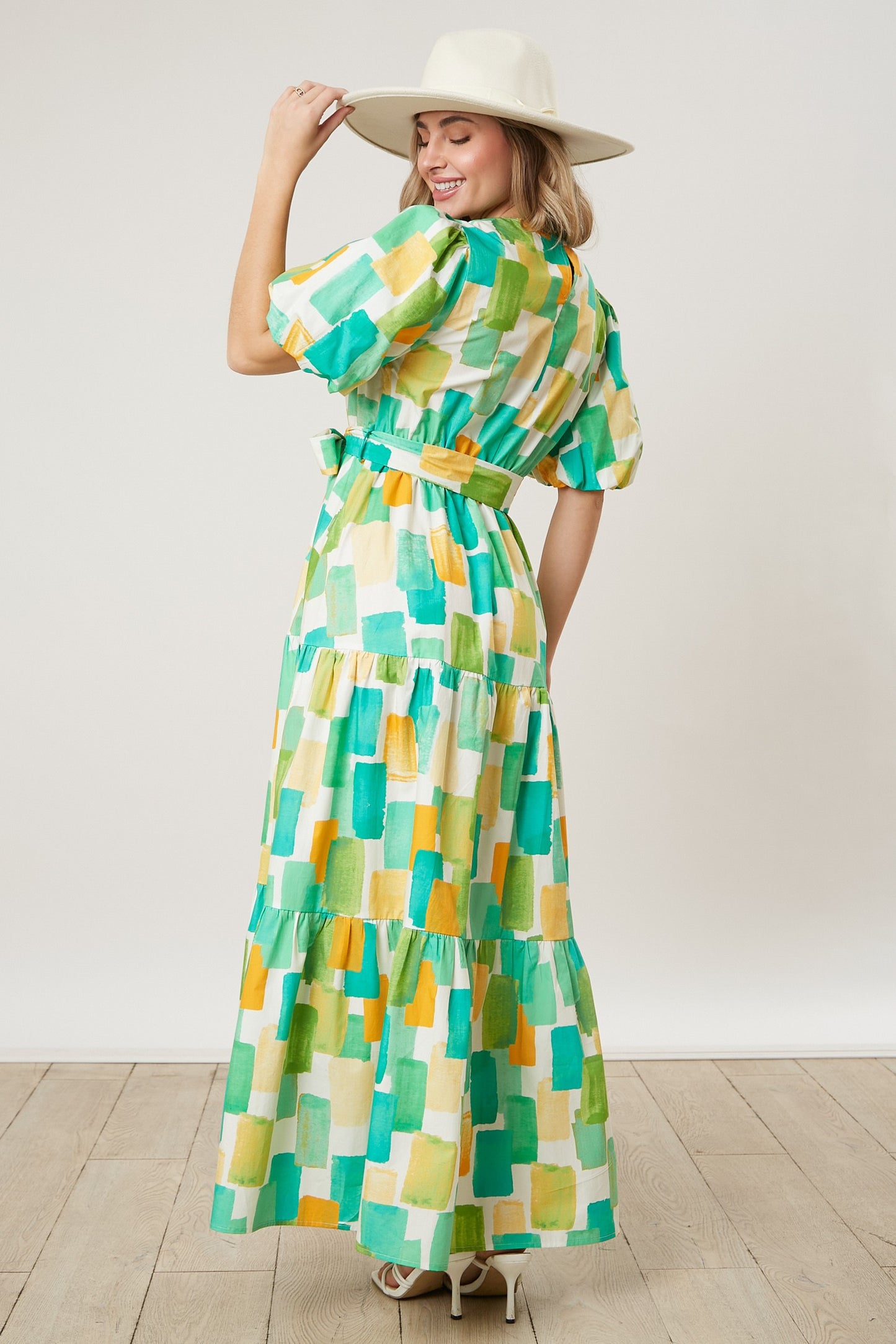 Paint Me Up Green Multi Tiered Maxi Dress