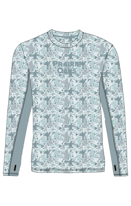 Prairie Oaks Waterfowl The Bottoms Crewneck Blue Duck Camo