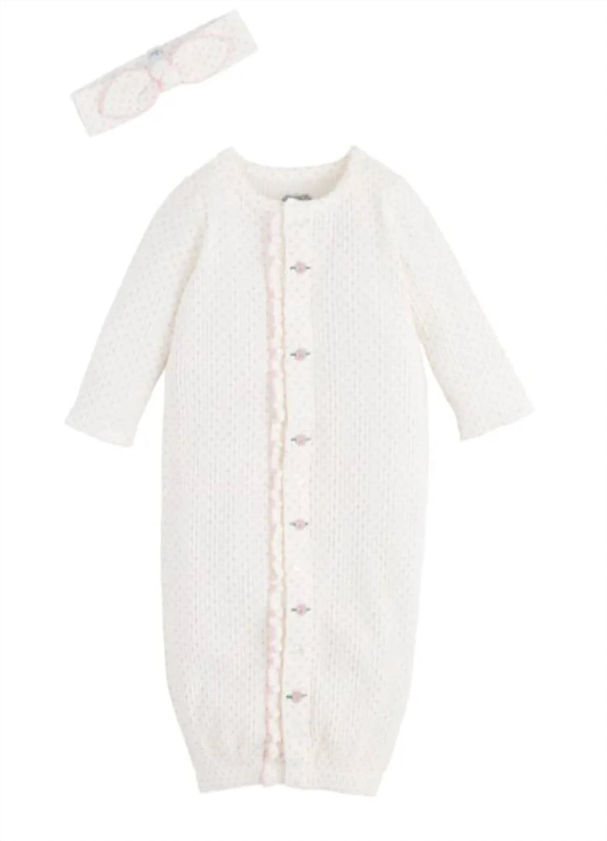 MudPie Rosette Polka Dot Gown and Headband Set