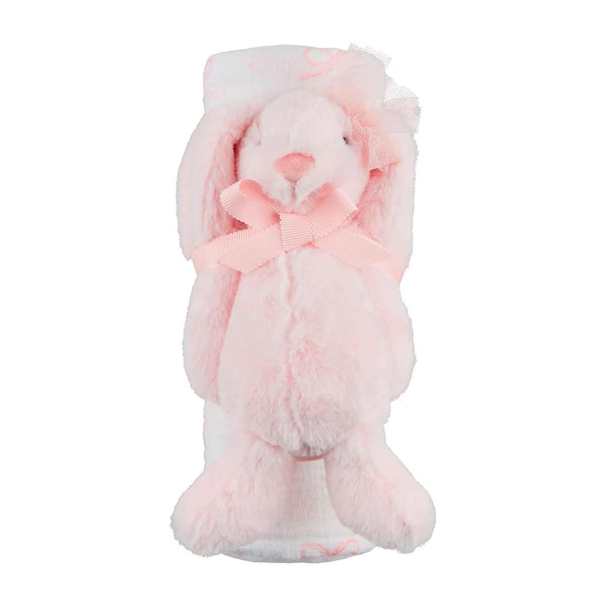 MudPie Bow Swaddle and Bunny Rattle