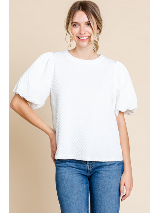 Evie White Textured Top