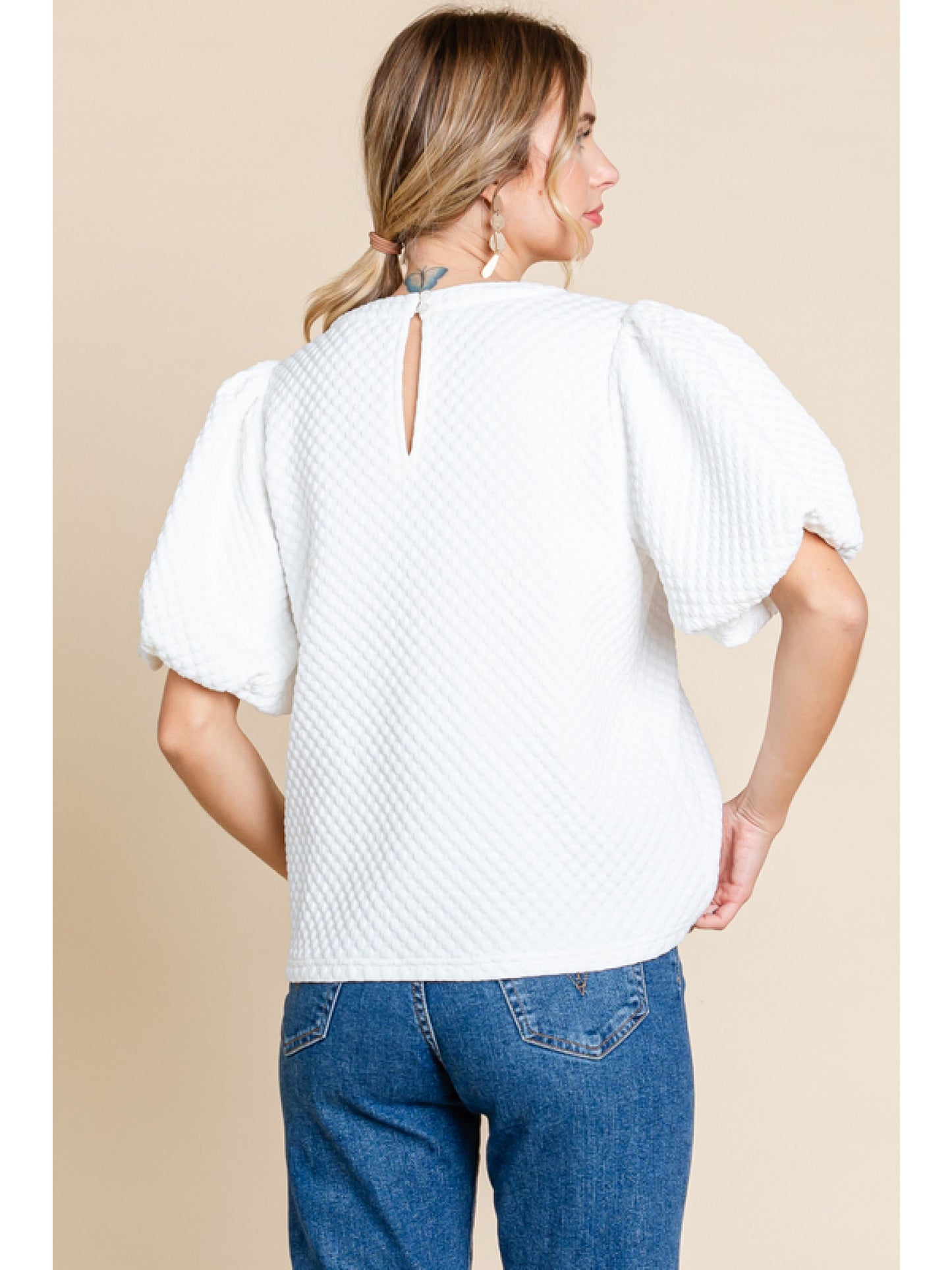 Evie White Textured Top