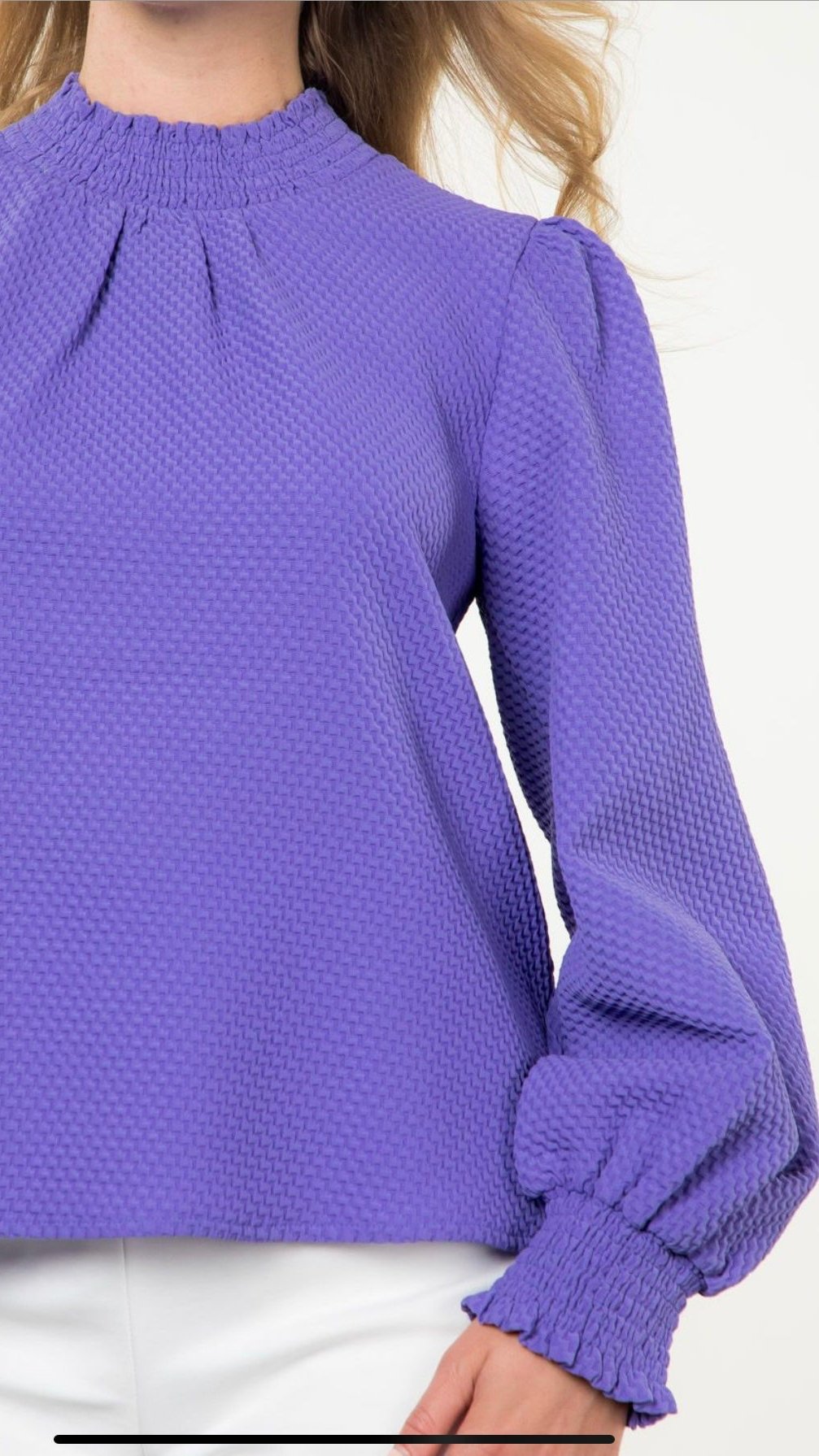 Maya Purple Long Sleeve Textured Top