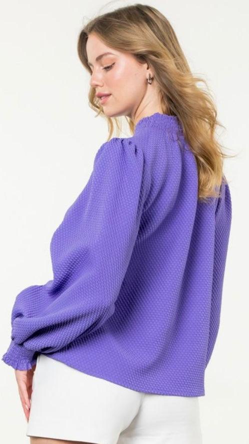 Maya Purple Long Sleeve Textured Top