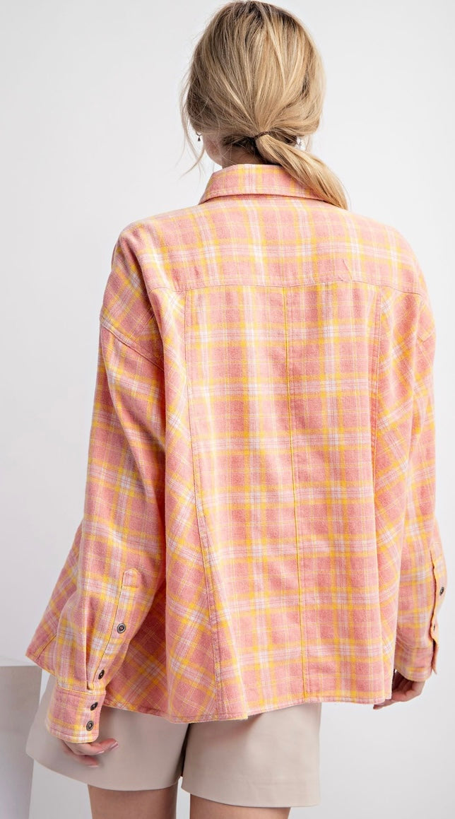 Addison Blush Plaid Oversized Shirt