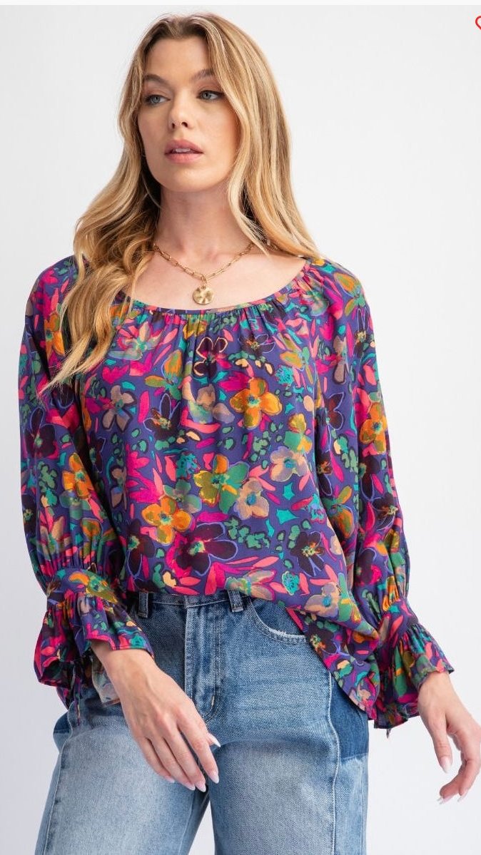 Emma Blue Printed Top