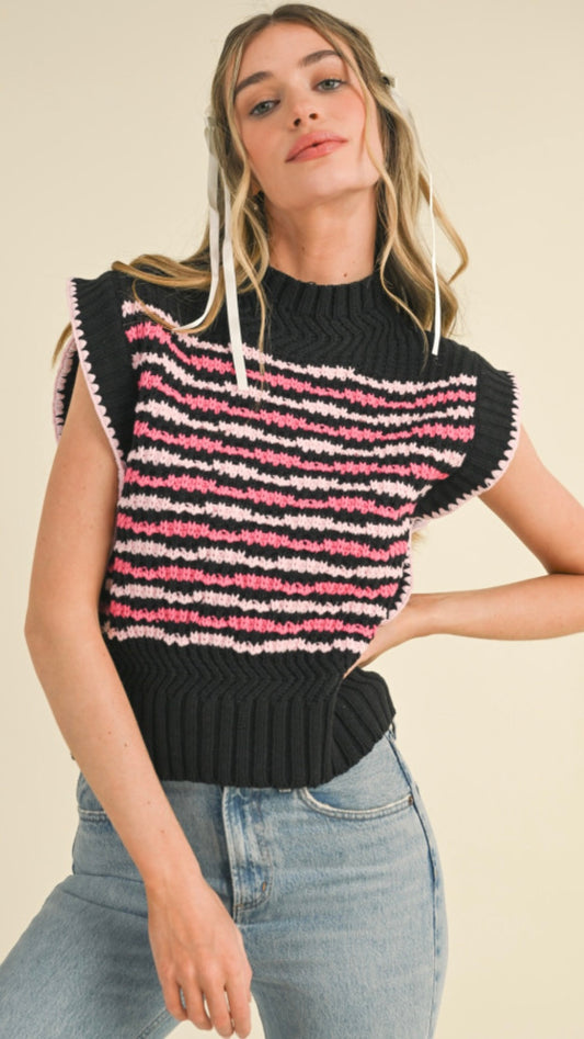 Kai Black & Pink Sweater Vest