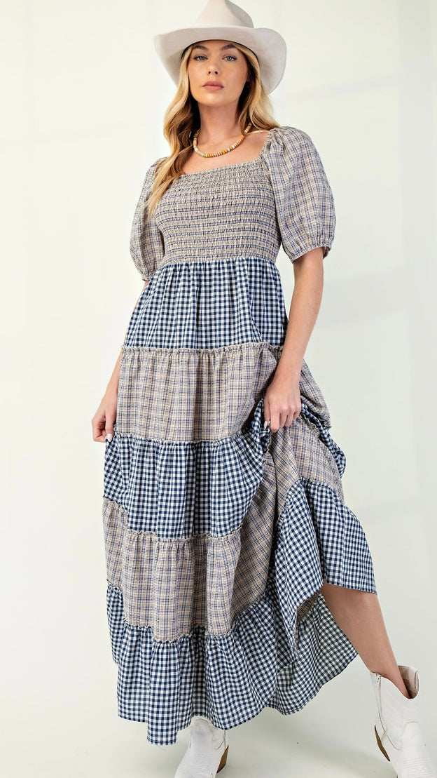 Aylani Blue Plaid Dress