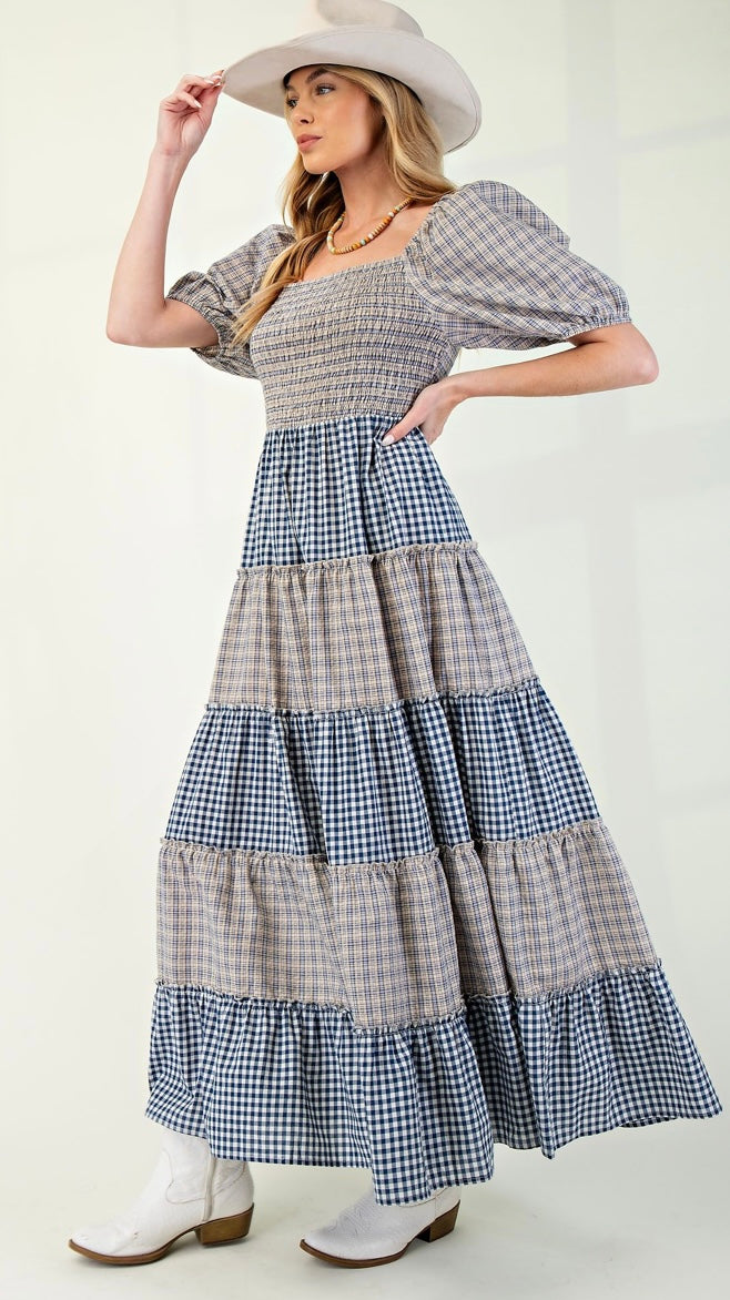 Aylani Blue Plaid Dress