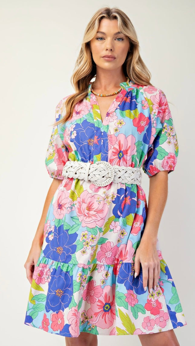 Shay Blue & Pink Floral Dress