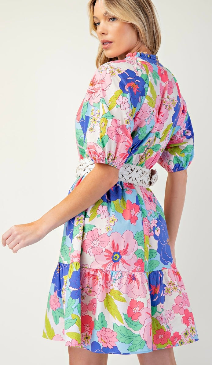 Shay Blue & Pink Floral Dress