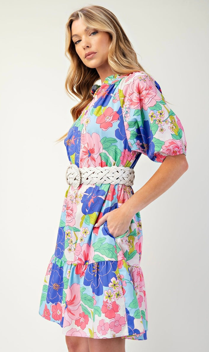 Shay Blue & Pink Floral Dress