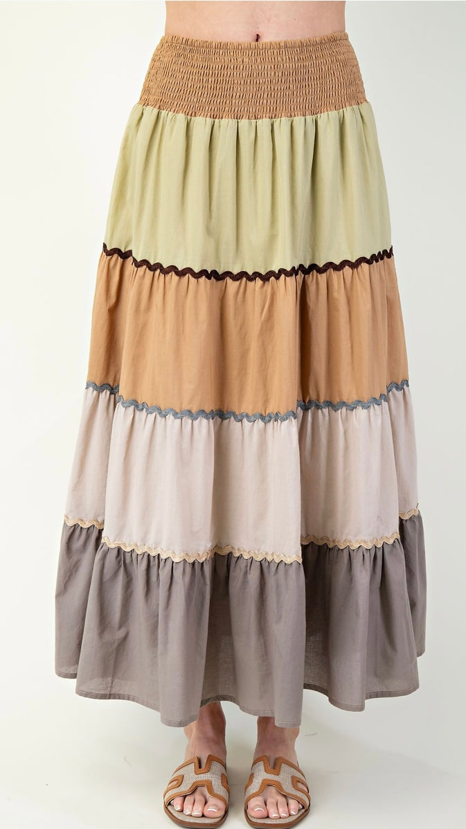 Paloma Color Block Tiered Skirt