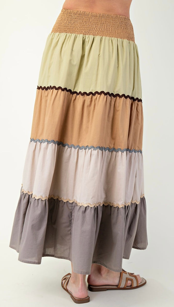 Paloma Color Block Tiered Skirt