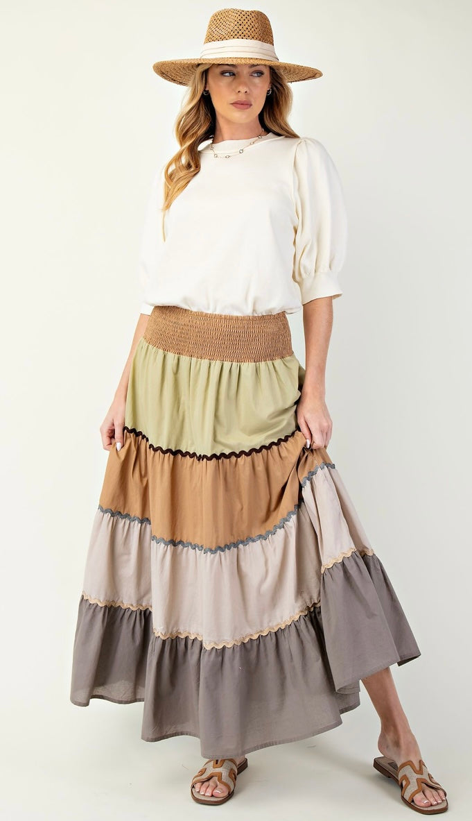 Paloma Color Block Tiered Skirt