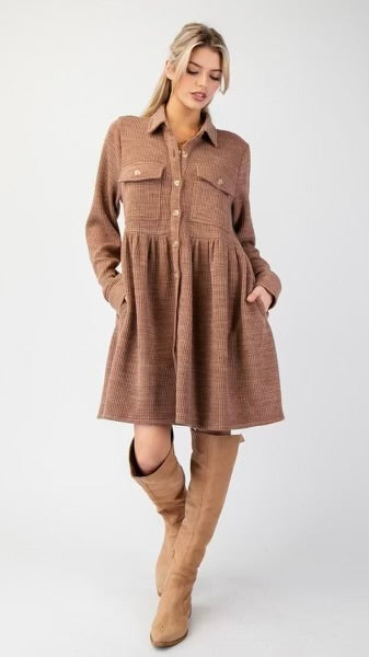 Ivy Brown Button Down Dress