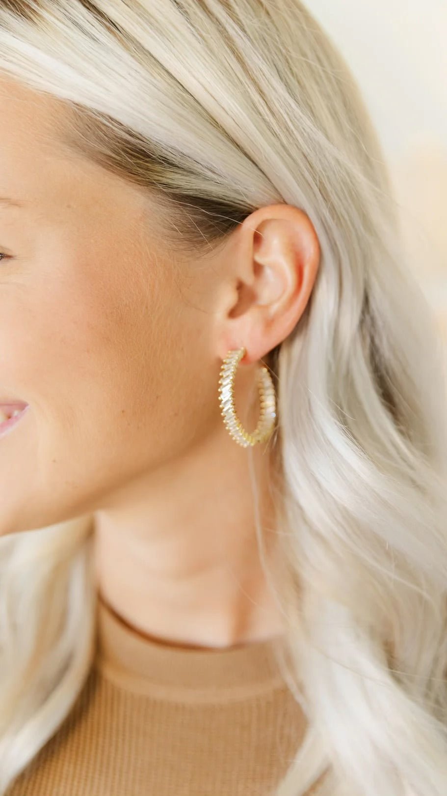 Pretty Girl Baguette Gold Hoop Earrings