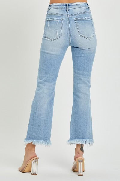 Risen High Rise Crop Bootcut Light Wash Jeans